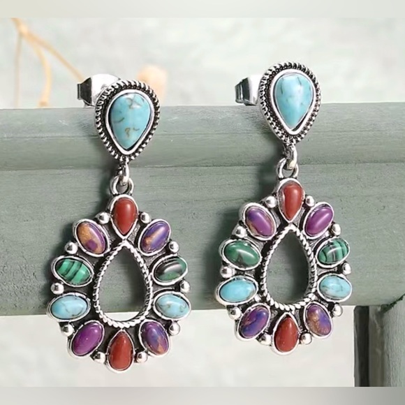 MIXED FAUX GEMSTONE EARRINGS - Picture 12 of 12